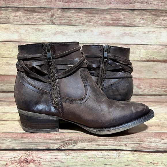 Circle G Brown Leather Ankle Boots - Picture 2 of 10